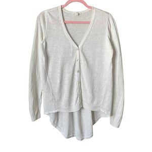 Eileen Fisher Cardigan Womens Small White Organic Linen Open Knit Sweater Preppy
